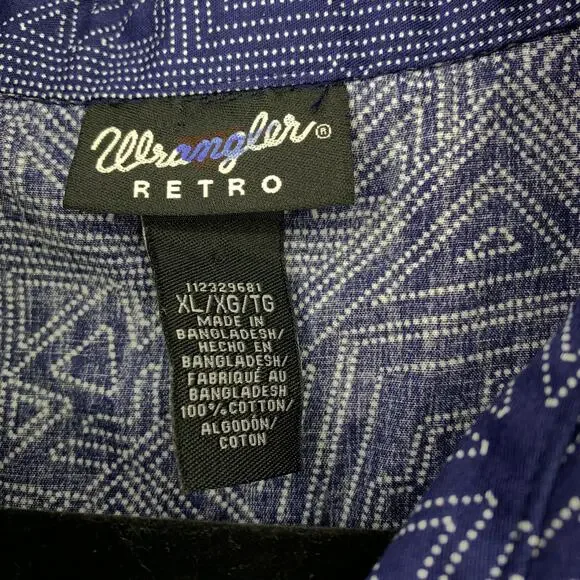 Wrangler Retro Snap Front Sleeveless Shirt Womens Sz XL Blue White Western Print - Picture 5 of 5